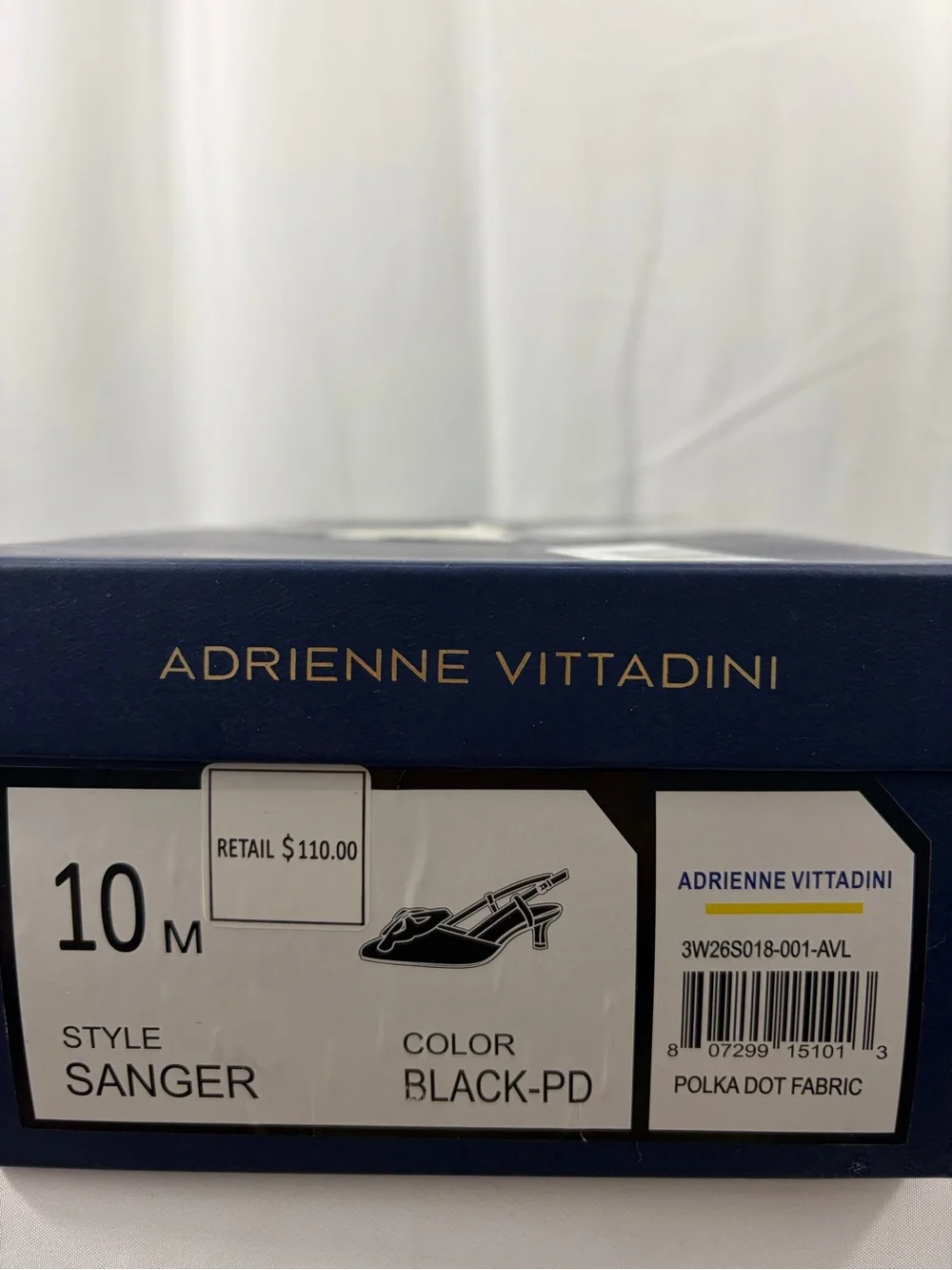 NWT Adrienne Vittadini Women’s Size 10 Black and White Polka Dot Pump Heels